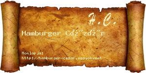Hamburger Cézár névjegykártya